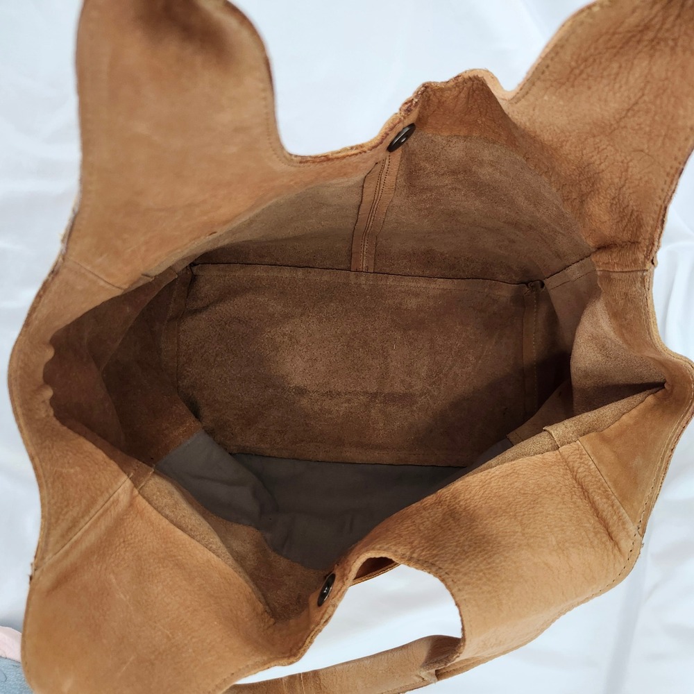 Boho Slouchy Hobo Satchel Leather Tote Large Tan Western Relaxed Shoulder Bag - Picture 4 of 5